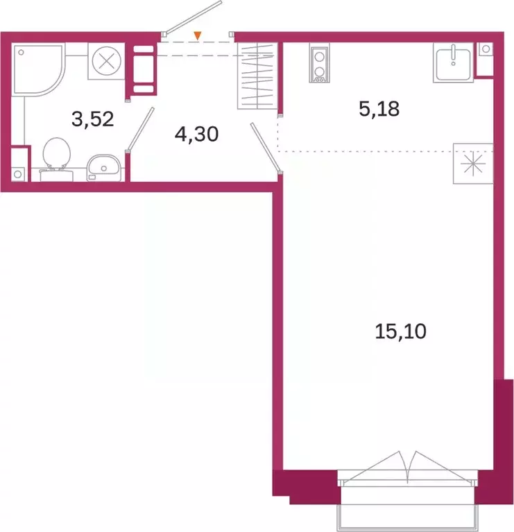 Студия Санкт-Петербург Курская ул., 27 (28.1 м) - Фото 0