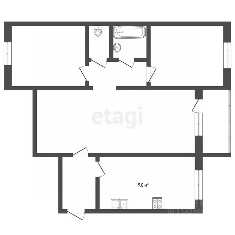 3-к кв. Воронежская область, Борисоглебск Аэродромная ул., 29 (68.6 м) - Фото 2