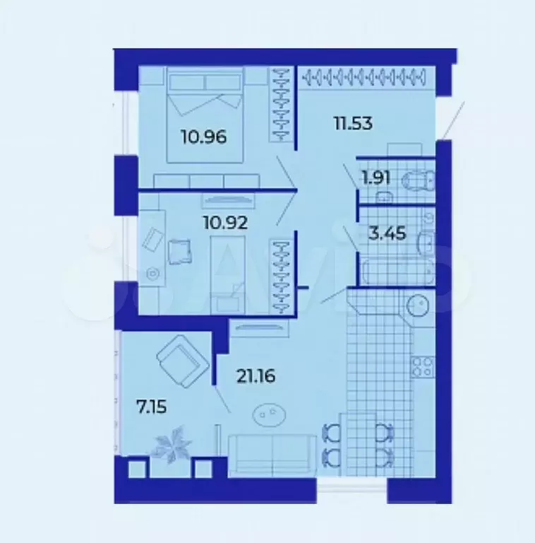 2-к. квартира, 67,1 м, 9/9 эт. - Фото 1