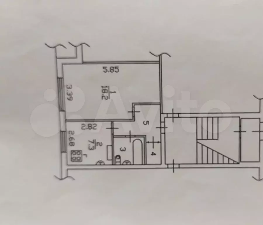 1-к. квартира, 34,6 м, 1/5 эт. - Фото 0