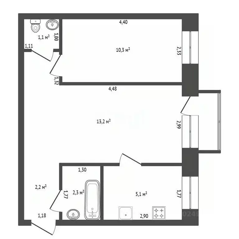 2-к кв. Башкортостан, Уфа ул. Блюхера, 42 (39.8 м) - Фото 2