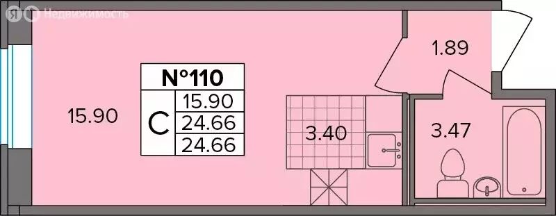 Квартира-студия: Новое Девяткино, Лесная улица, 19 (24.66 м) - Фото 1