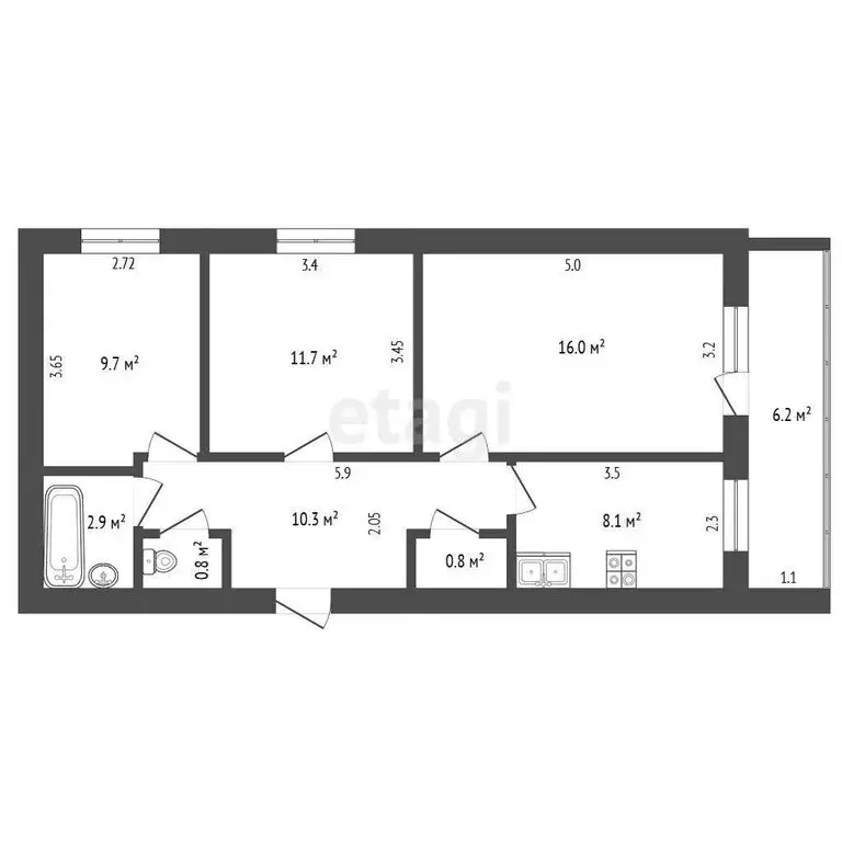 3-комнатная квартира: Ростов-на-Дону, Алмазная улица, 8 (60.3 м) - Фото 0