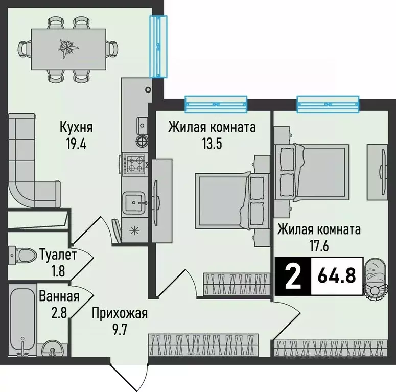 2-к кв. Ставропольский край, Железноводск городской округ, пос. ... - Фото 0