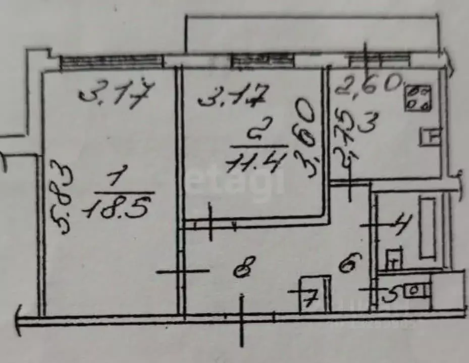 2-к кв. Липецкая область, Липецк ул. А.Г. Стаханова, 3 (50.3 м) - Фото 2