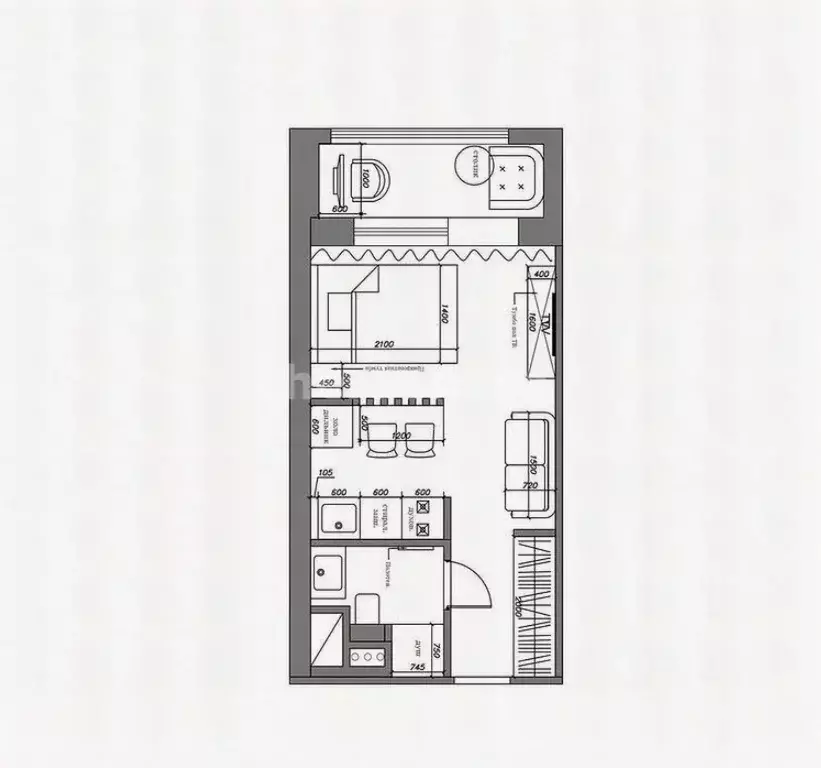 Студия Севастополь ул. Летчиков, 6 (24.0 м) - Фото 2
