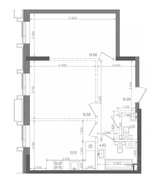 2-к кв. Татарстан, Казань Вознесенский Квартал жилой комплекс (61.29 ... - Фото 1