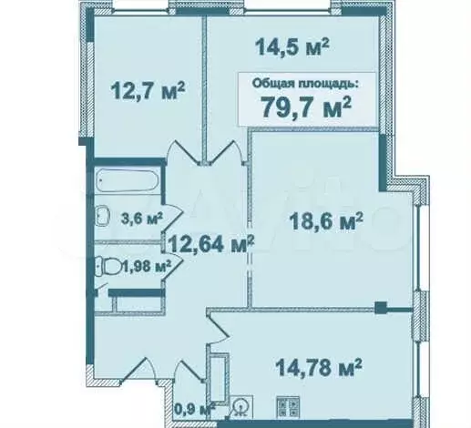 3-к. квартира, 80 м, 3/4 эт. - Фото 0