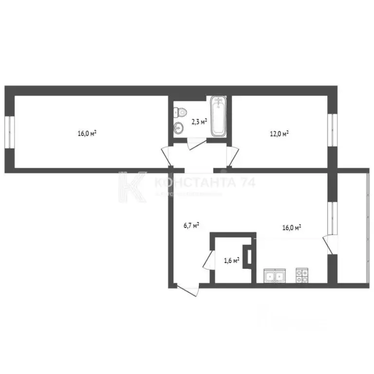 2-к кв. Челябинская область, Чебаркуль ул. Заря, 29А (56.2 м) - Фото 2