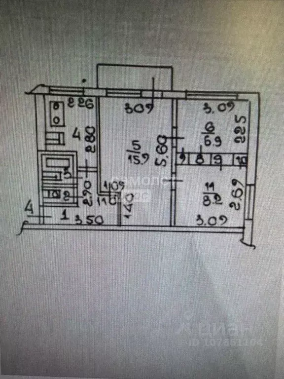 3-к кв. Липецкая область, Липецк Сырский Рудник мкр, пер. Рудный, 7 ... - Фото 2