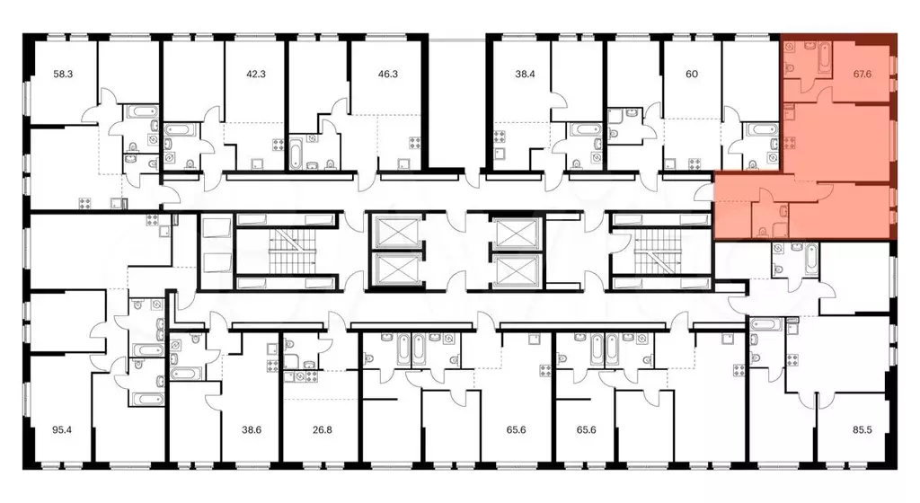 2-к. квартира, 67,5 м, 28/32 эт. - Фото 1