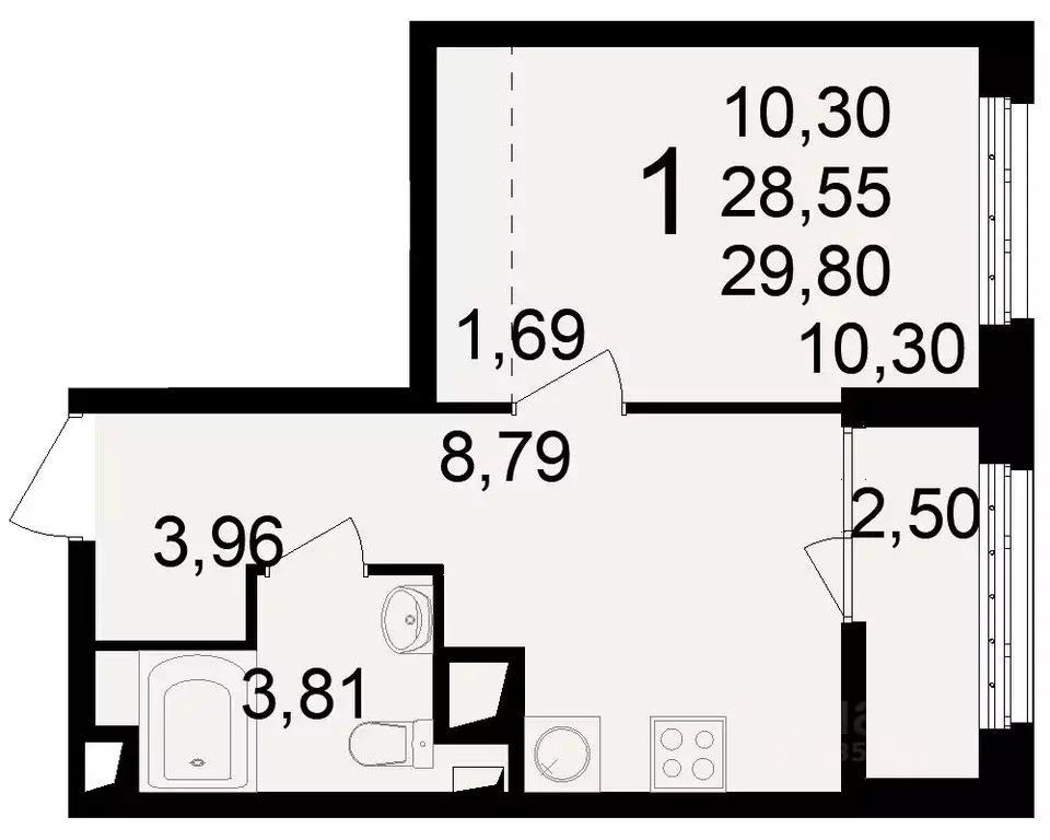 1-к кв. Рязанская область, Рязань ул. Чкалова (28.55 м) - Фото 1
