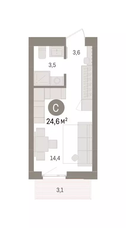 Квартира-студия: Челябинская область, Сосновский муниципальный округ, ... - Фото 1