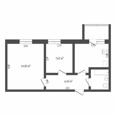 2-комнатная квартира: Тобольск, 8-й микрорайон, 15 (40.5 м) - Фото 1