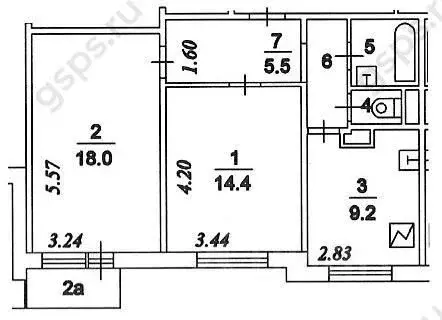 2-к кв. Москва ул. Маршала Тухачевского, 32К2 (54.0 м) - Фото 2