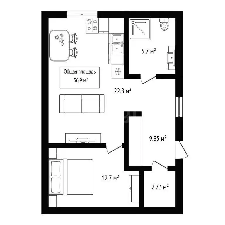 Дом в поселок Агролес, Хвойная улица (56.9 м) - Фото 1