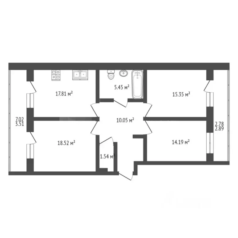 3-к кв. Тюменская область, Тюмень Комбинатская ул., 54к1 (96.0 м) - Фото 1