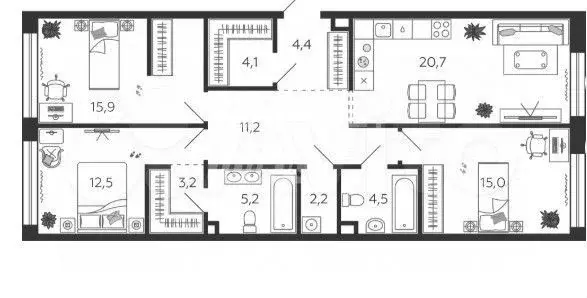 3-к. квартира, 100 м, 2/7 эт. - Фото 0