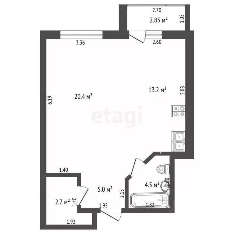 1-к кв. Тюменская область, Тюмень ул. Червишевский Тракт, 58 (46.2 м) - Фото 1