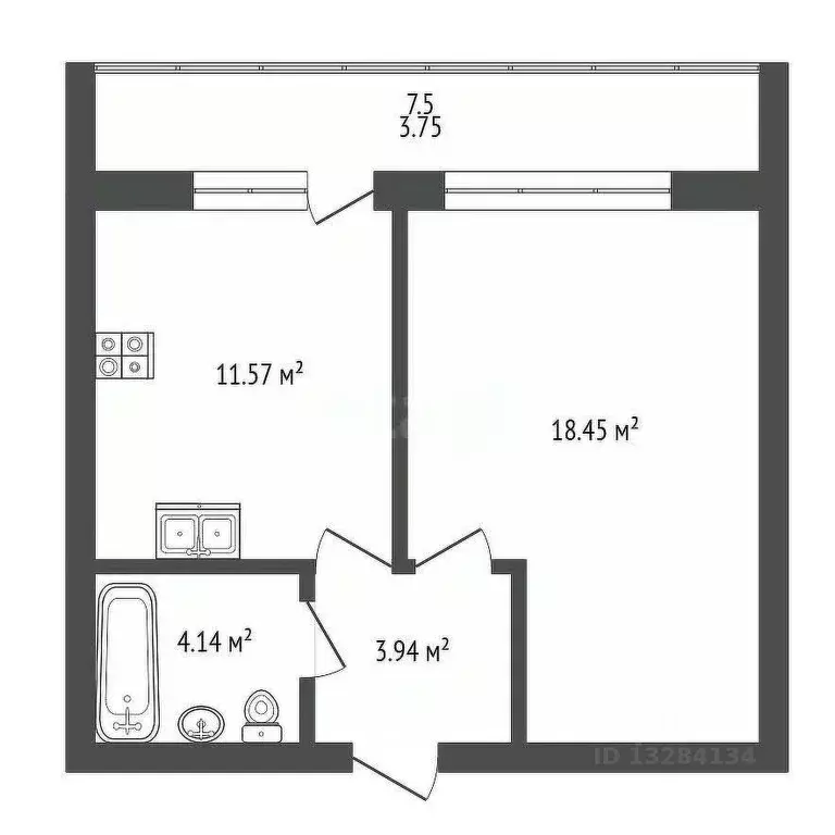 1-к кв. Вологодская область, Великий Устюг ул. Сахарова, 37 (41.85 м) - Фото 1
