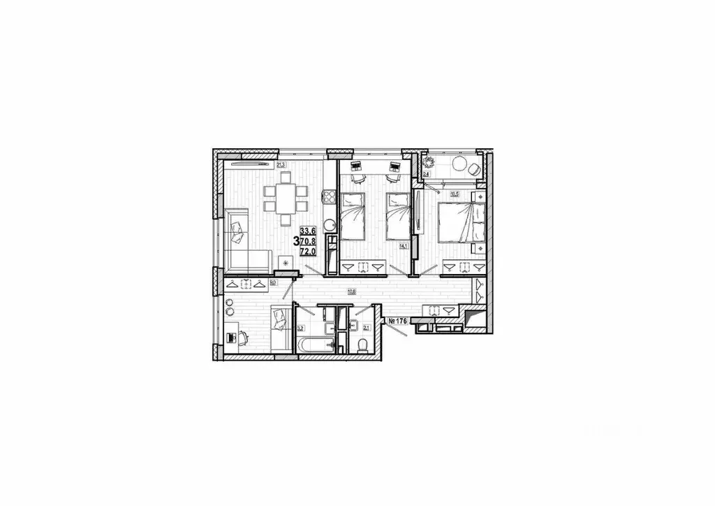 3-к кв. Нижегородская область, Дзержинск 56-й кв-л,  (72.0 м) - Фото 0