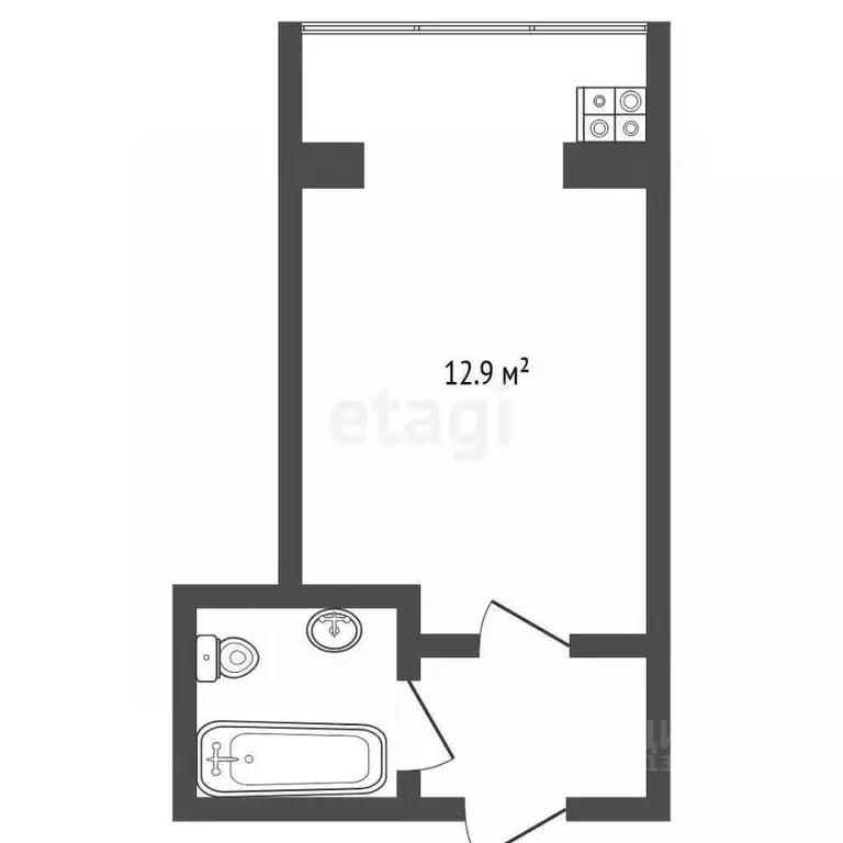 Студия Тюменская область, Тюмень Шаимский проезд, 9 (12.9 м) - Фото 2