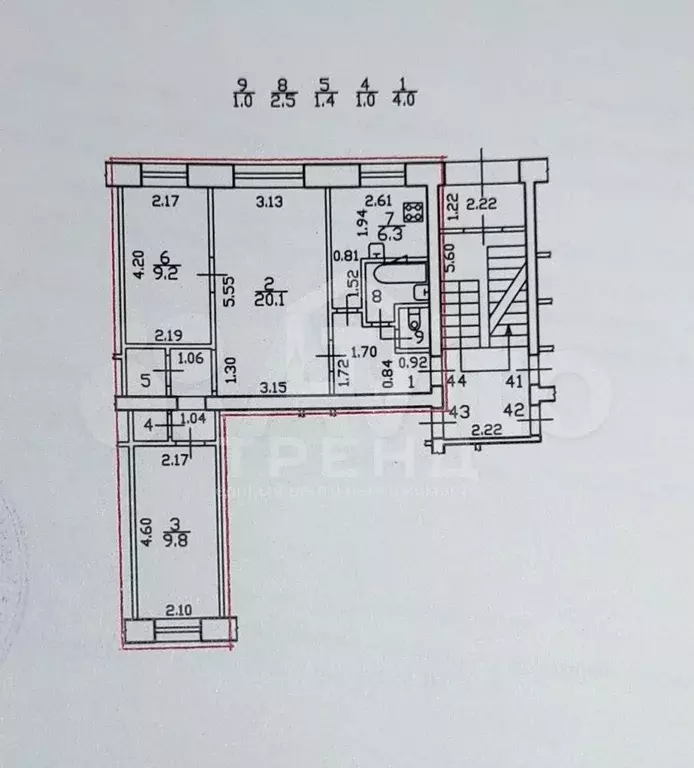 3-к. квартира, 55,3 м, 1/5 эт. - Фото 0