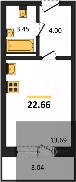Квартира-студия, 22,7 м, 2/8 эт. - Фото 0