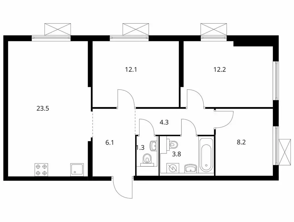 3-комнатная квартира: Москва, Иловайская улица, 4 (69 м) - Фото 1