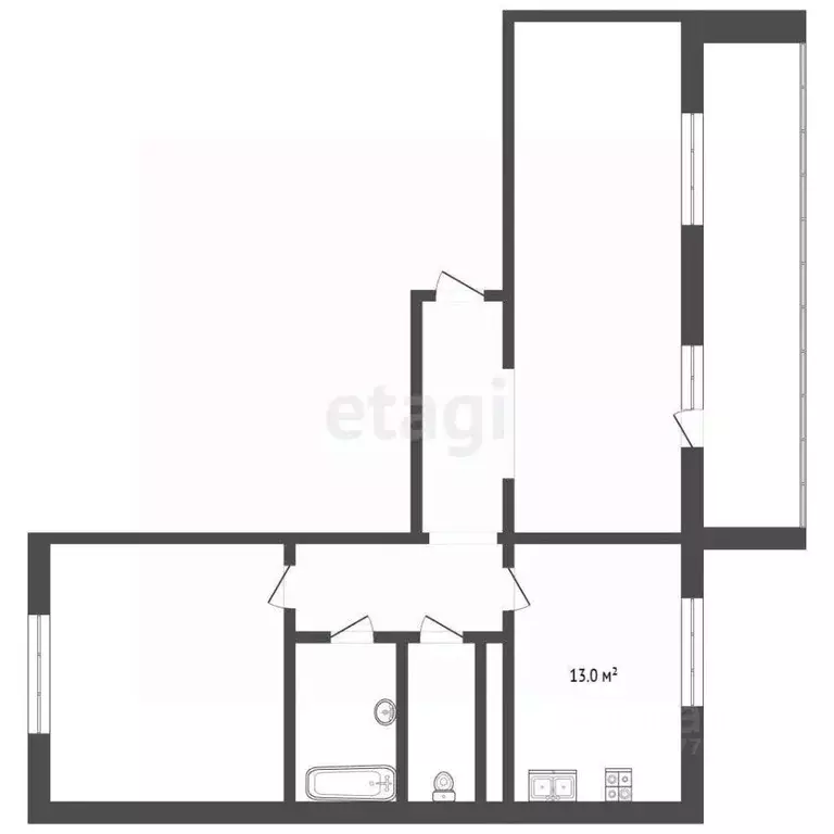 2-к кв. Ямало-Ненецкий АО, Новый Уренгой Дружба мкр, 4/1 (51.7 м) - Фото 1