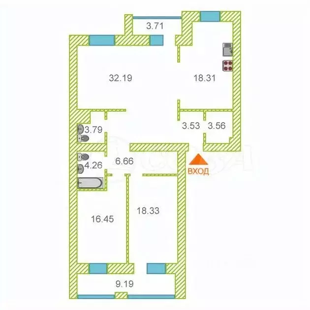 3-к кв. Тюменская область, Тюмень ул. Тимофея Кармацкого, 7 (112.9 м) - Фото 1