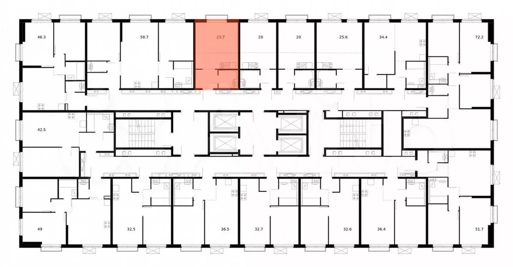 Квартира-студия, 23,7 м, 19/38 эт. - Фото 1