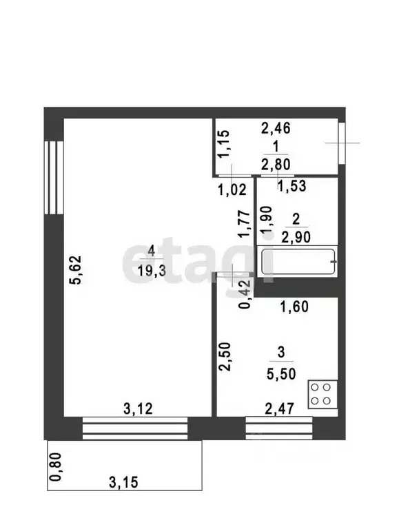 1-к кв. Белгородская область, Шебекино Луговая ул., 5 (31.3 м) - Фото 1