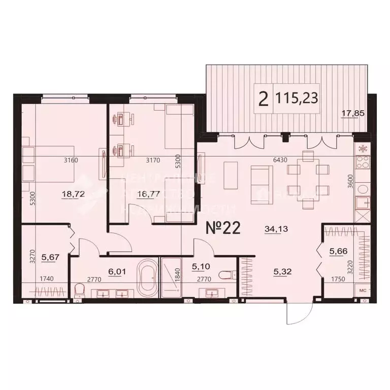 2-комнатная квартира: Рязань, Мещёрская улица, 24/12 (115.23 м) - Фото 0