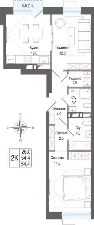 2-к кв. Московская область, Королев Первомайский мкр, Киноквартал ... - Фото 1