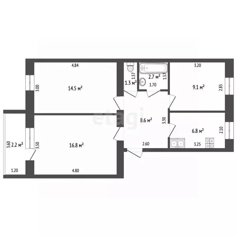 3-к кв. Мордовия, Ковылкино Советская ул., 7 (59.8 м) - Фото 2