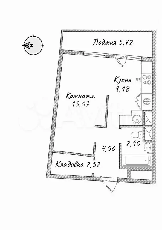 1-к. квартира, 34,2 м, 16/22 эт. - Фото 0