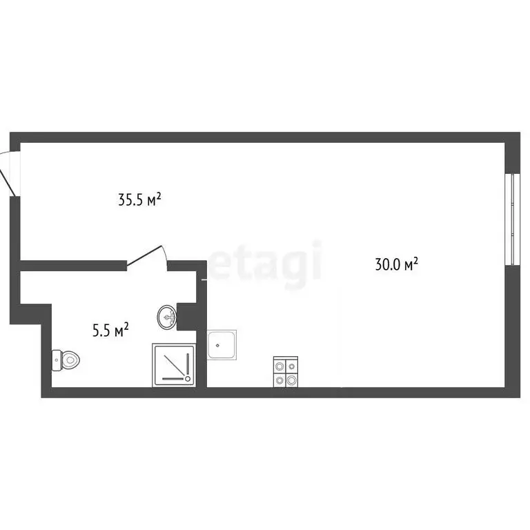 Квартира-студия: Ялта, Киевская улица, 44 (35.5 м) - Фото 1