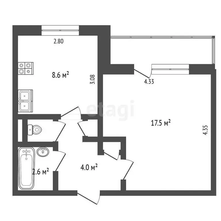1-комнатная квартира: Миасс, проспект Макеева, 42 (34 м) - Фото 1