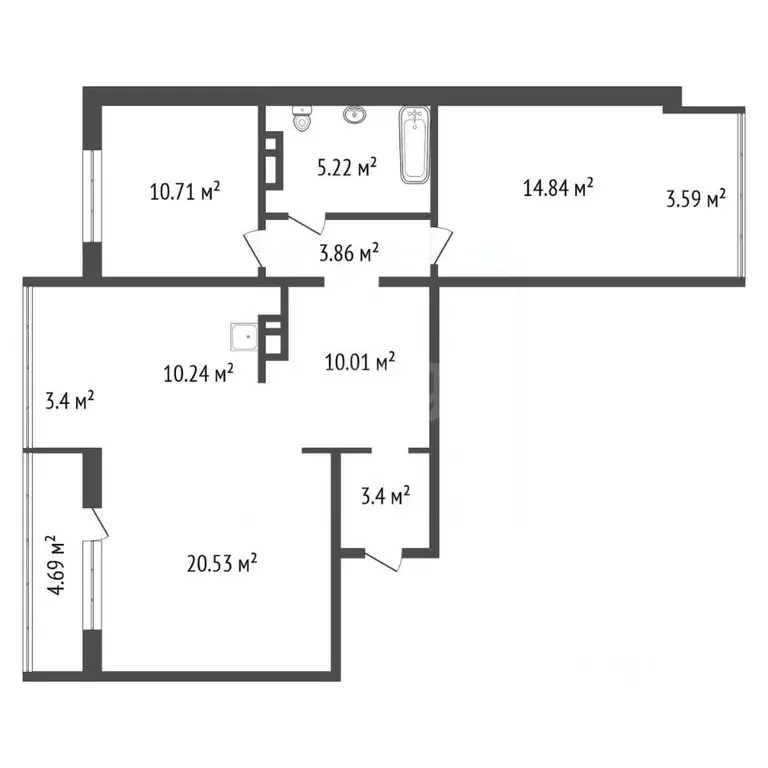 3-к кв. Красноярский край, Красноярск ул. Авиаторов, 40 (90.0 м) - Фото 2