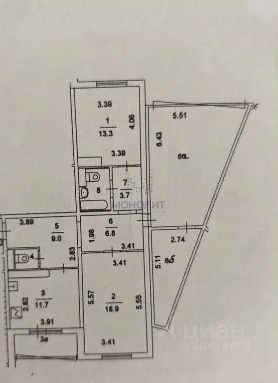 3-к кв. Москва ул. Татьяны Макаровой, 3 (102.0 м) - Фото 2