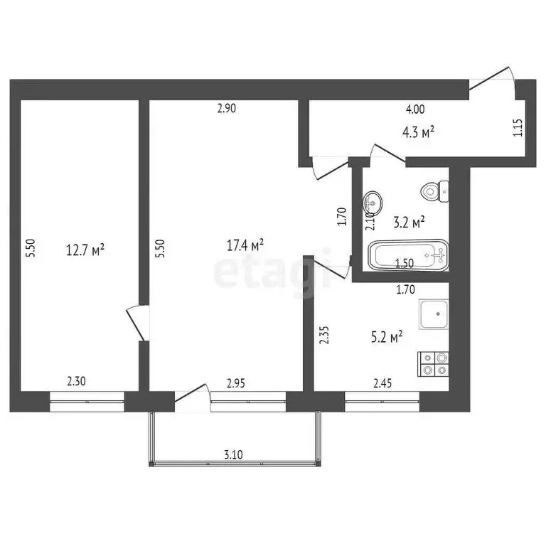 2-комнатная квартира: Мичуринск, улица ЦГЛ, 18 (43.9 м) - Фото 0