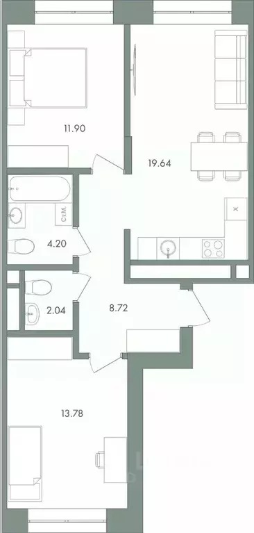 2-к кв. Ханты-Мансийский АО, Сургут ул. Крылова (60.28 м) - Фото 0