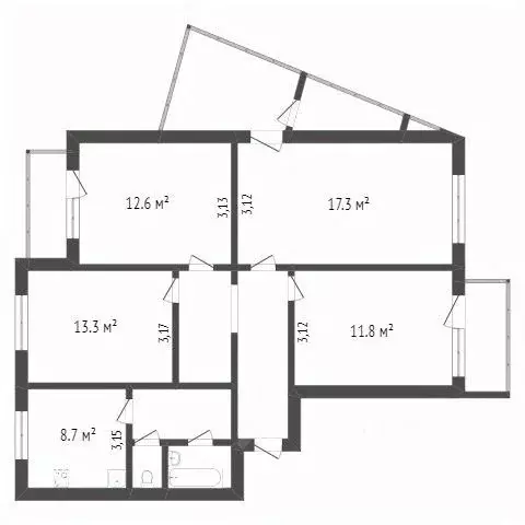 4-к кв. Белгородская область, Белгород ул. Буденного, 13 (82.5 м) - Фото 2