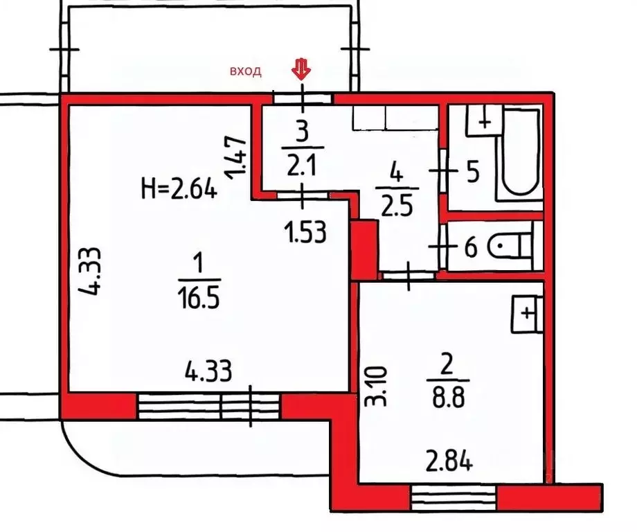 1-к кв. Пермский край, Пермь ул. Елькина, 8 (33.9 м) - Фото 2