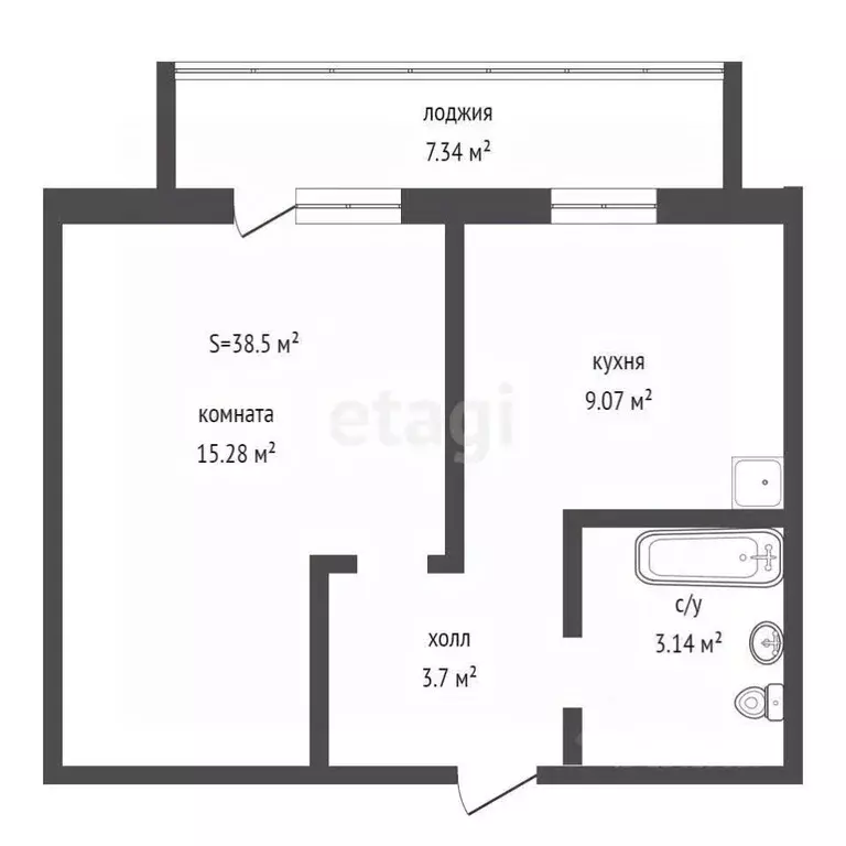 1-к кв. Брянская область, Брянск ул. Комарова, 59 (38.5 м) - Фото 1