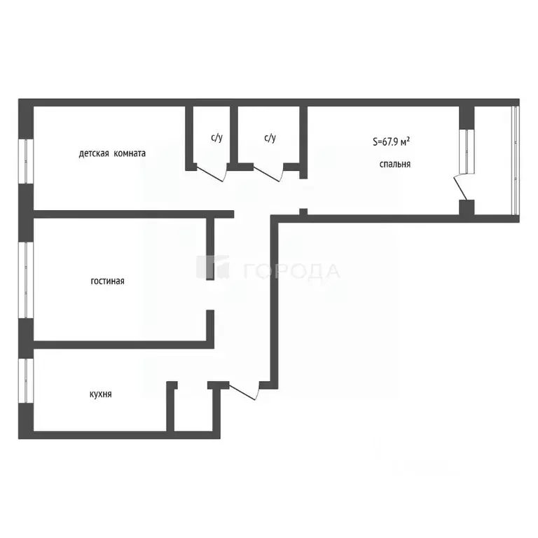 3-к кв. Алтайский край, Барнаул ул. Гущина, 77 (67.9 м) - Фото 2