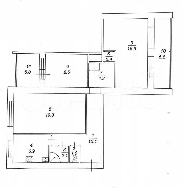 3-к. квартира, 86 м, 6/10 эт. - Фото 0