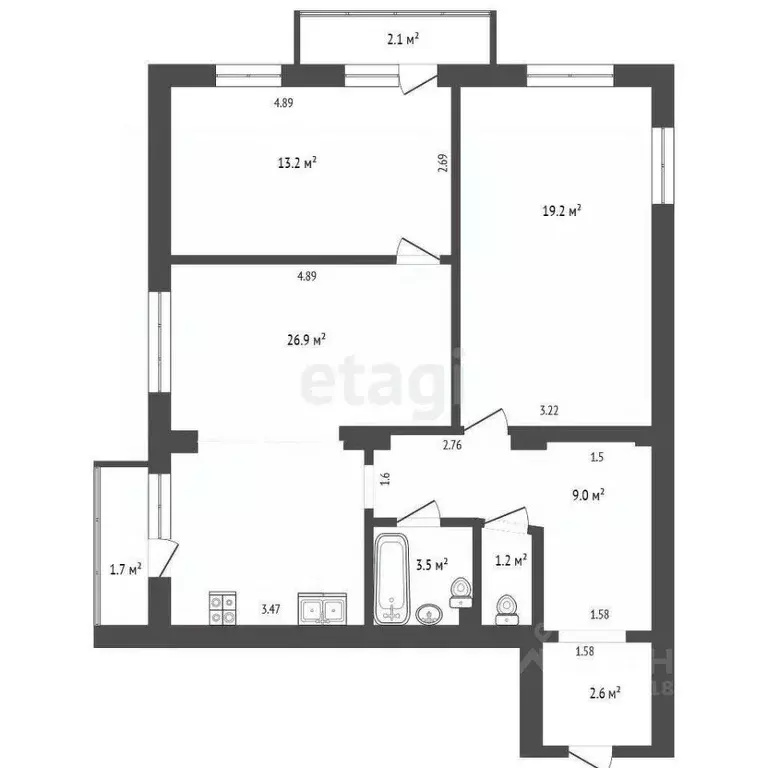 3-к кв. Самарская область, Самара просп. Карла Маркса, 17 (75.6 м) - Фото 2