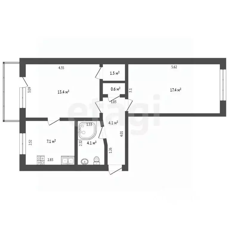 2-к кв. Крым, Армянск ул. Гайдара, 10 (48.2 м) - Фото 2